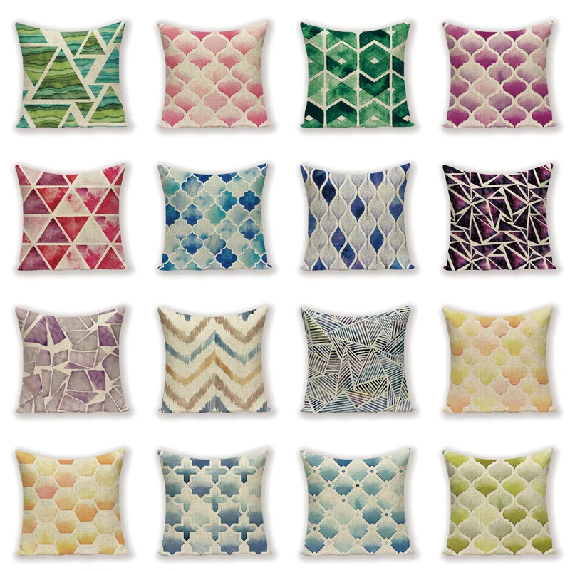 

Декоративные подушки для фермерского дома, геометрические наволочки для гостиной, чехлы для подушек, цветные льняные наволочки Cojin