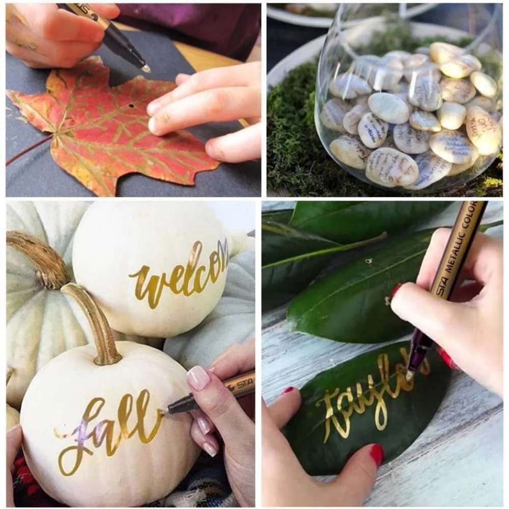 10 разных Цветной металлик перманентные маркер краски ручки классическая