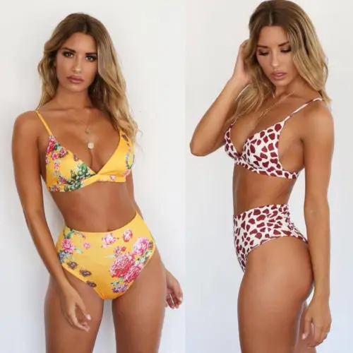 Женский бразильский комплект бикини с высокой талией GLANE купальник для женщин