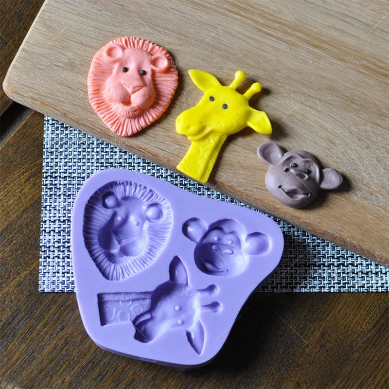 1 шт. животного Форма силиконовые формы Бегемот Лев Обезьяна 3D торта DIY Торт
