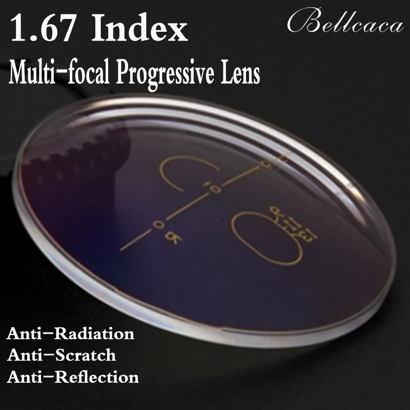 1.67 Index Aspheric Optical Multi-Focal Progressive Prescription Lens Myopia Lens Glasses Anti-Radiation Reflection 2 PCS BC010