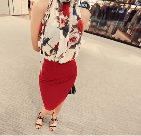 Пляжная блузка с лямкой на шее без рукавов в Корейском стиле офисная для работы