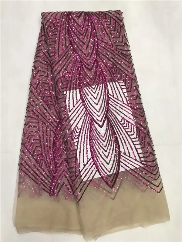 Африканский французский Кружево Ткань с блестками Высокое качество тюль 5 ярдов