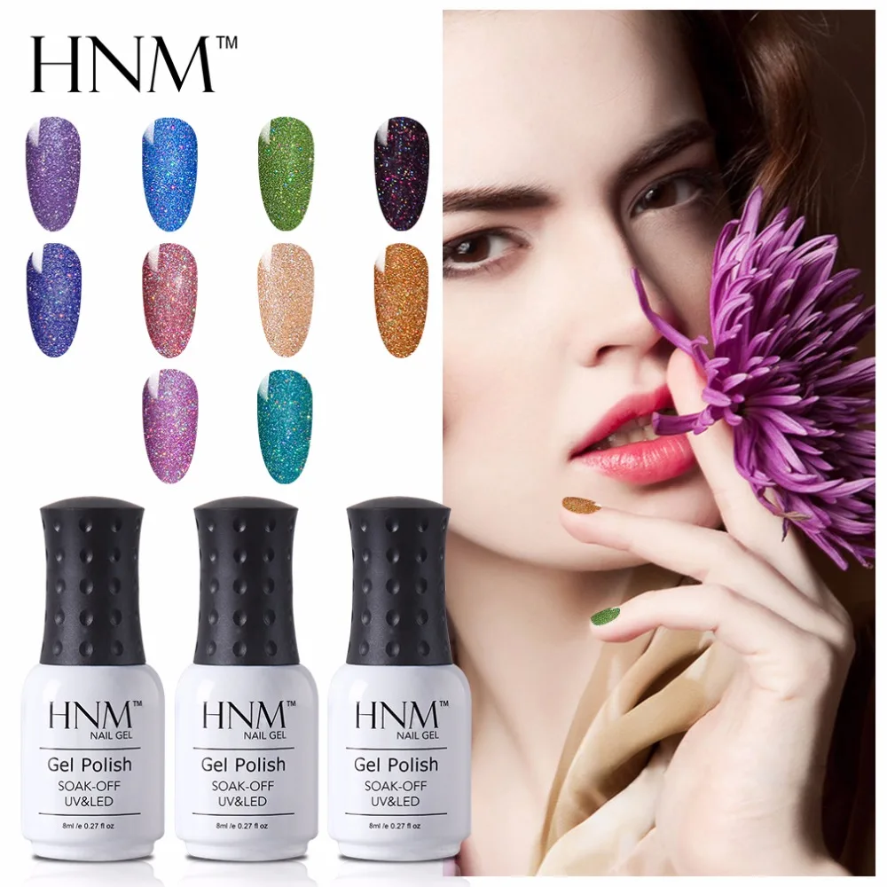 HNM 8 мл 22 неоновый глиттер Цвета Гель-лак Светодиодный УФ-гель для ногтей
