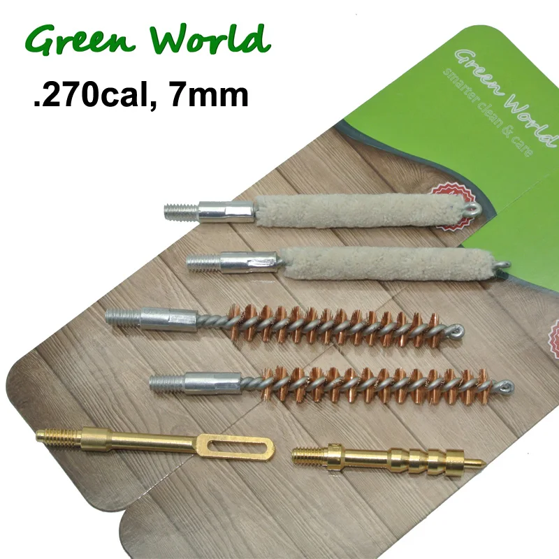 Green World 6 шт/Лот. 22cal. 243cal. 25cal. 270cal. 30cal 9 мм набор кистей, щетка для чистки ружья, блистерная посылка, нить 8-32