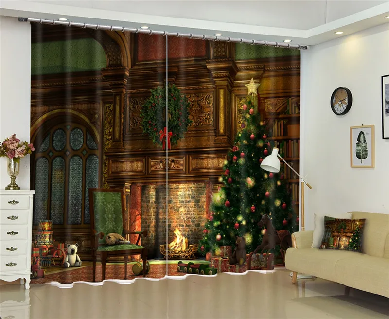 

Modern Luxury Christmas decorations 3D Blackout Window Curtains For Kids Bedding room Living room Hotel Drapes Cortinas