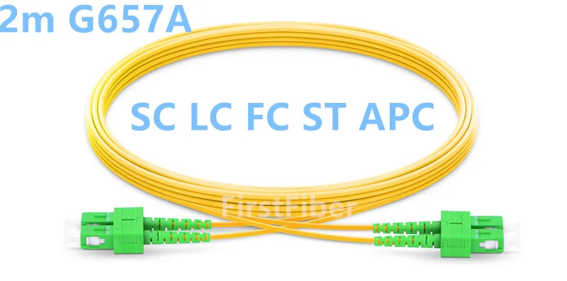 2m SC LC FC ST APC Fiber Patch Cable Duplex 2 cores , Jumper, Patch Cord G657A 2.0mm PVC OS2 SM Bend Insensitive