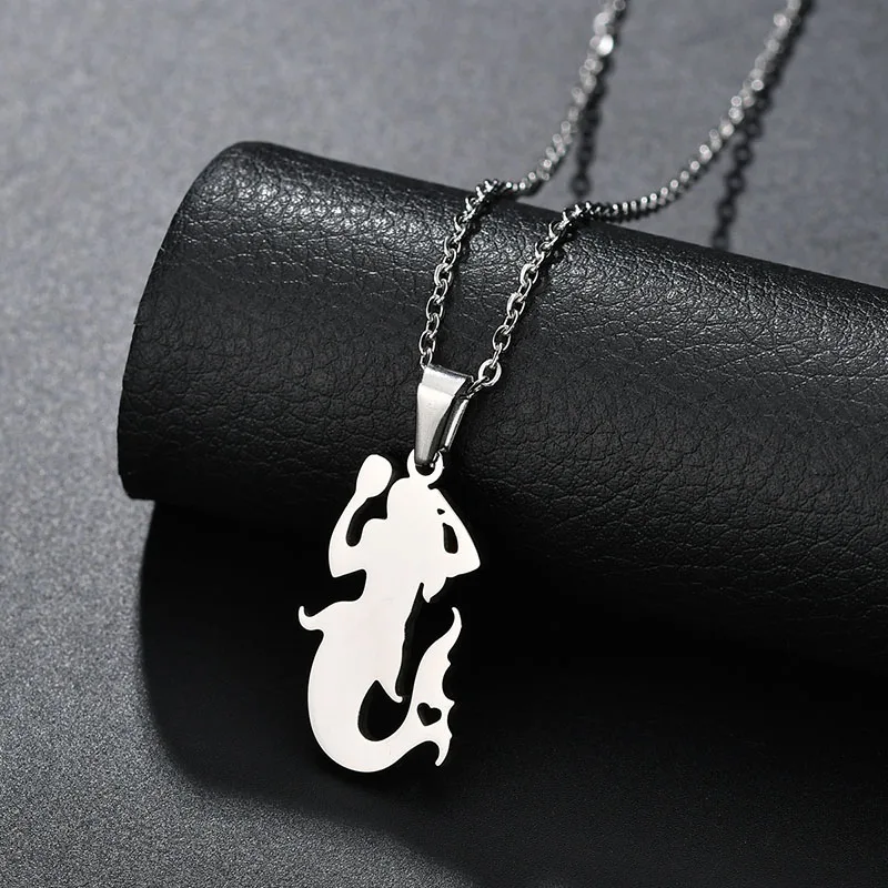 style 1 steel Очаровательный из нержавеющей стали Русалка ожерелье для женщин золотого цвета танец ожерелье принцессы подарок на день рождения - Окраска металла: style 1 steel