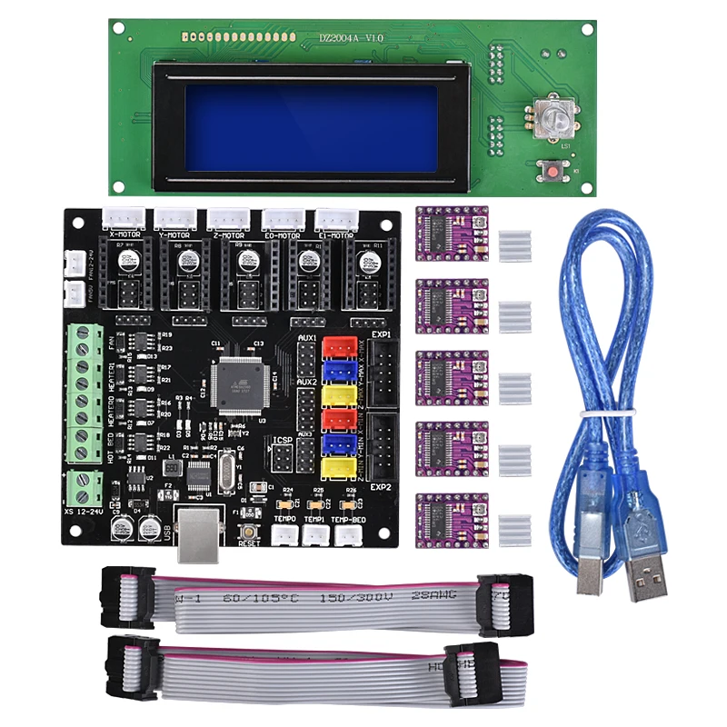 Biqu 2004 ЖК дисплей Smart Управление Лер RepRap Рампы 1.4 1.5 Дисплей панели и A4988 драйвер с