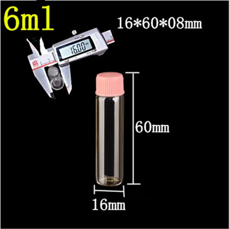 Стеклянные банки 16*60*8 мм 6 мл с пластиковой крышкой прозрачные пустые стеклянные