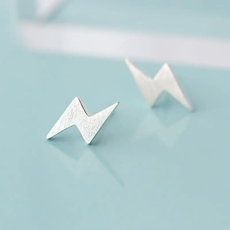 

925 Sterling Silver Lightning Stud Earrings For Women Casual Style Girl Earings Personality Jewelry
