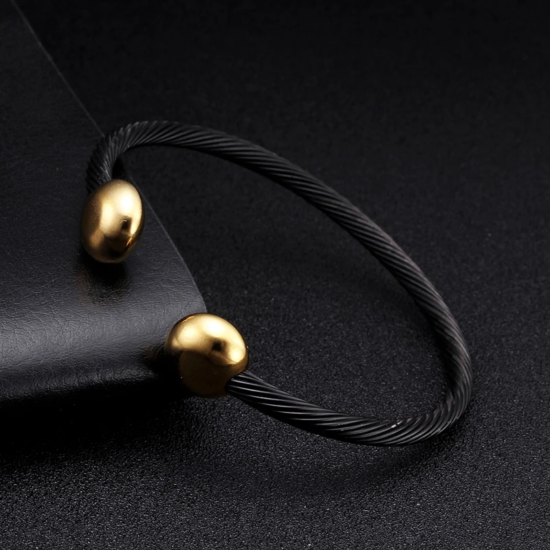 Простой новый браслет из нержавеющей стали для мужчин и женщин черный амулет в