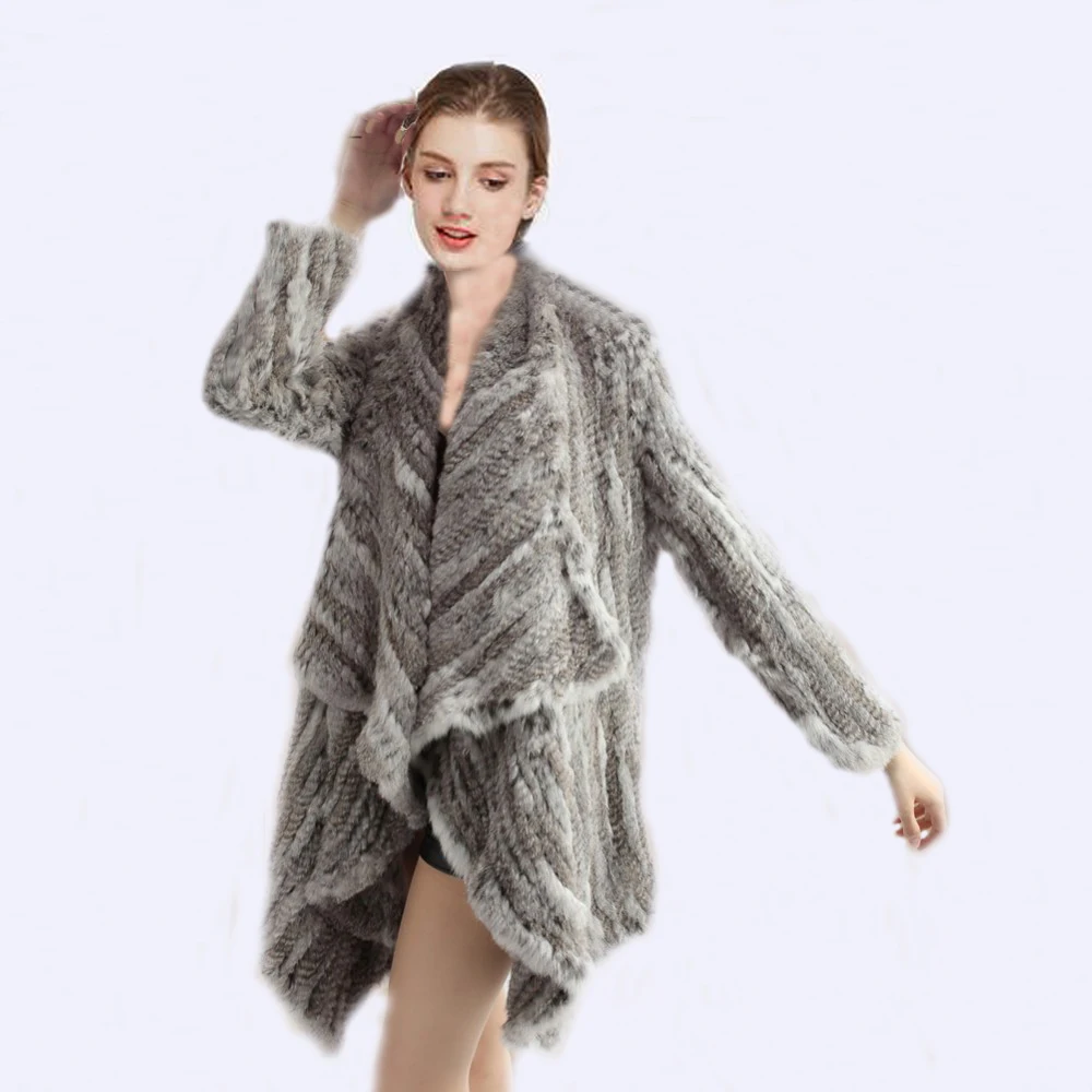 Женский кардиган из натурального меха кролика CHEWIES зимняя куртка продажа с