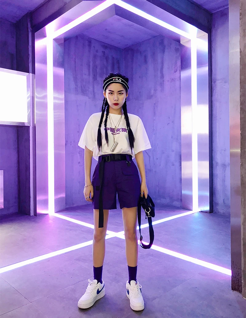 Повседневные летние шорты женские с высокой талией Harajuku корейские модные тренировочные брюки мини короткие Feminino уличный стиль Rave Hotpants 50H0259