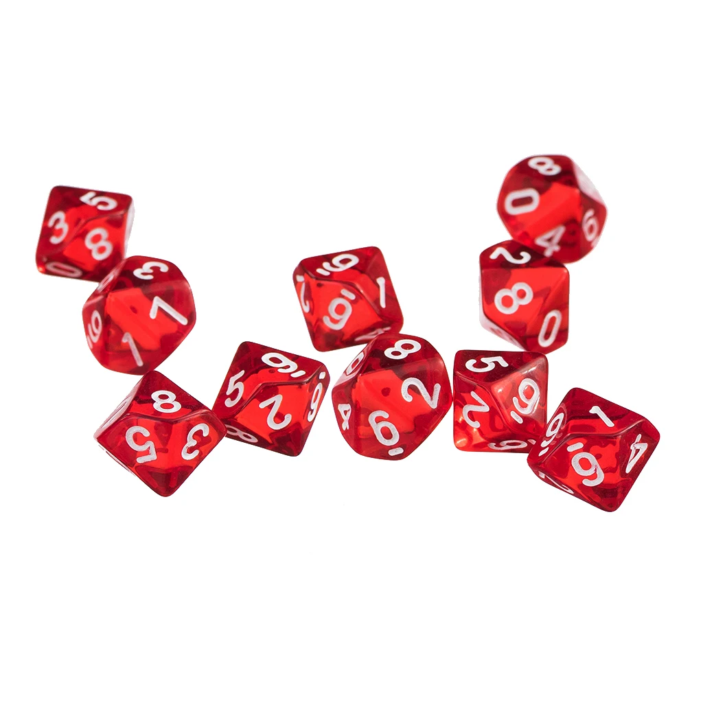 1 Набор 10 двусторонних игральных костей D10 для подземелья драконы настольные игры