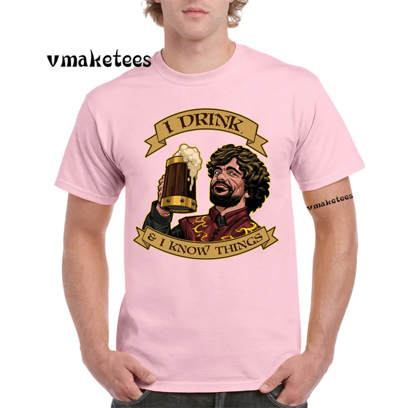 Tyrion Lannister I DRINK AND KNOW THINGS футболка с коротким рукавом Игра престолов GMT564|Мужские