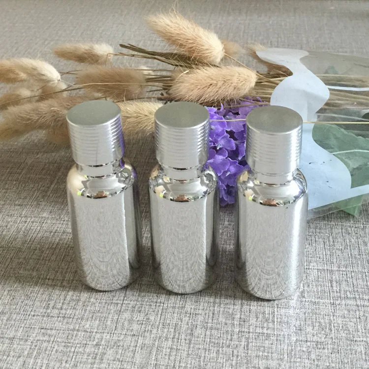 100pcs Silver 20ml glass essential oil bottle with ribbed cap , wholesale bottle grade sub-bottling ,essential oil small bottle