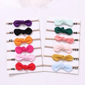 Детские нейлоновые повязки на голову для девочек, 6 шт.лот, головной убор с бантом, эластичные повязки на голову, милая повязка для волос для маленьких принцесс, аксессуары для девочек