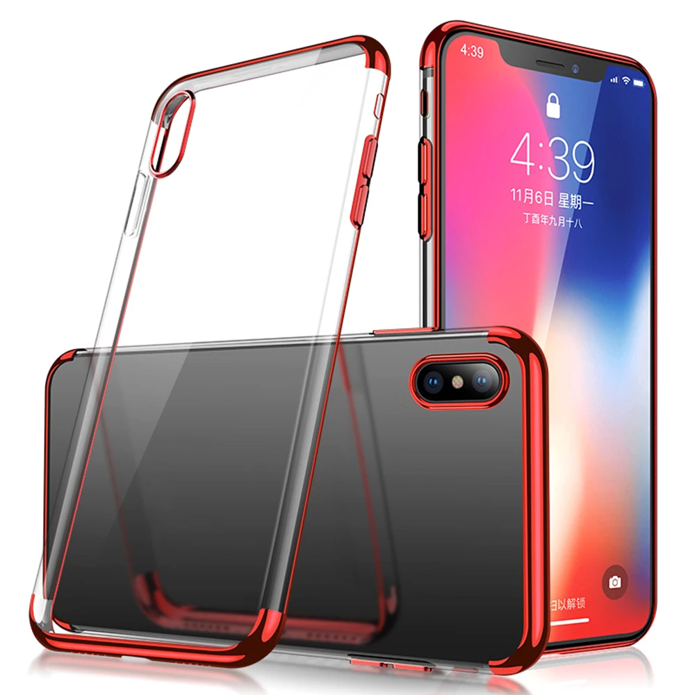 Red Силиконовый чистый мягкий чехол для iPhone X 10 XS Чехлы для MAX XR мягкий прозрачный TPU чехол для iPhone 7 8 7Plus 8Plus чехол для телефона - Цвет: Red