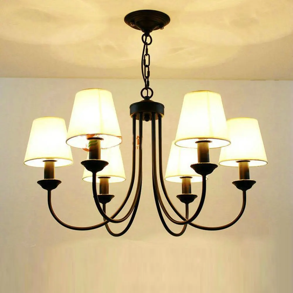 Средиземноморские черные окрашенные железные люстры для гостиной романтическая