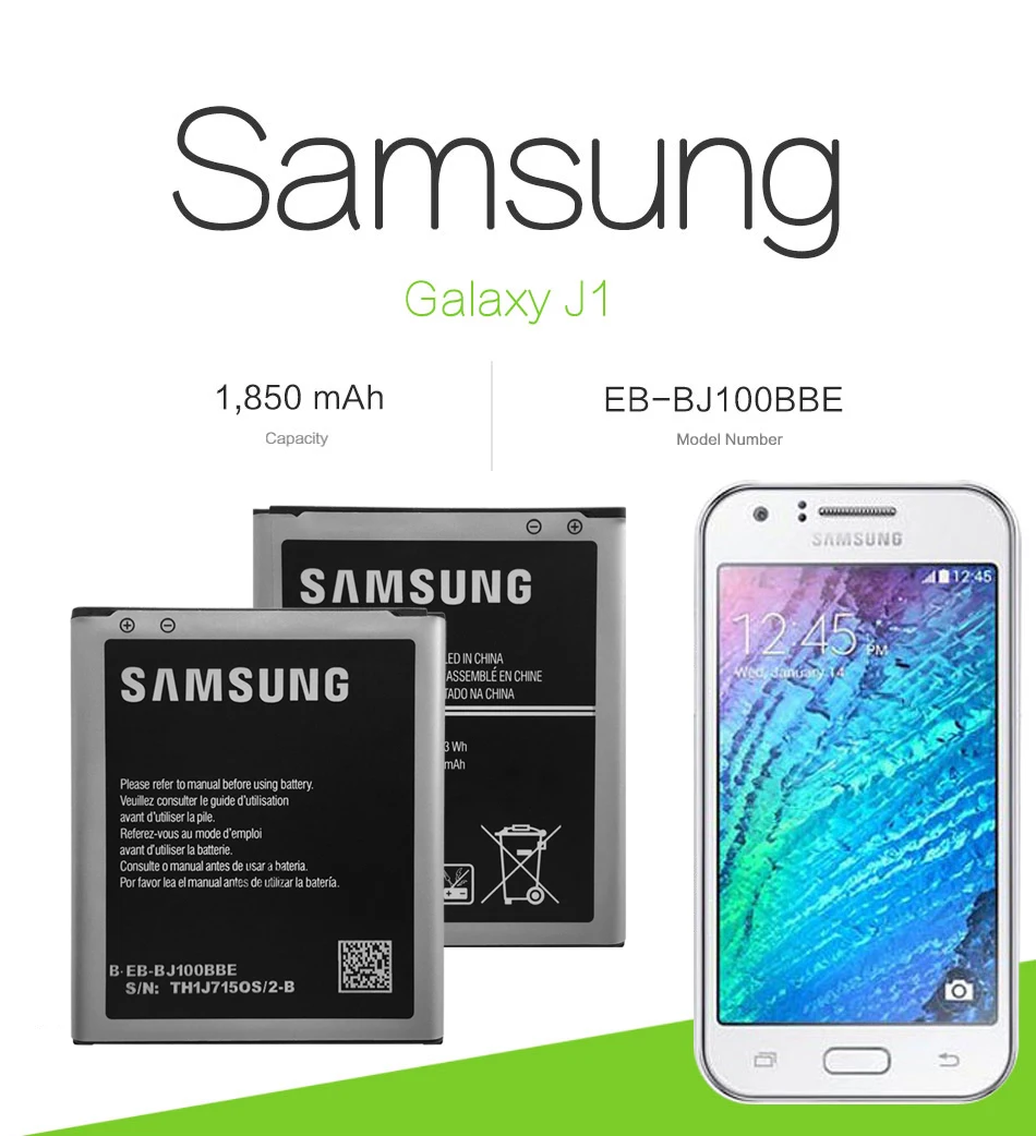EB-BJ100BBE аккумулятор 1850 мАч samsung для samsung Galaxy J1( версия) J100 J100F J100H J100FN J100M J100D с NFC