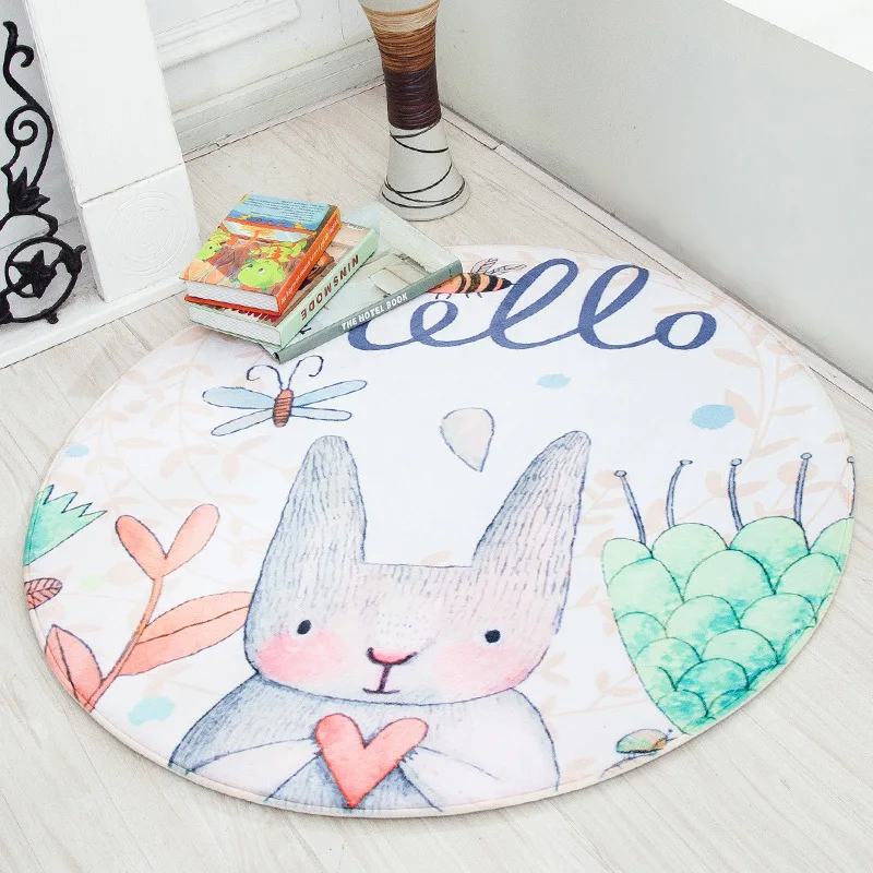 

Cartoon Rabbit Funny Area Rug For Kids Room Soft Baby Crawling Mats Round Carpets For Bedroom Living Room Child Floor Mats