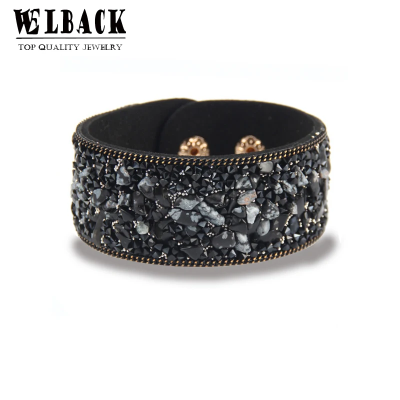 

2020 Hot Sale Fashionable Women Charm Wrap Bracelets Slake Leather Bracelets With Crystals Stone Rhinestone Couple Jewelry Gift