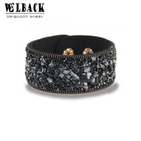 2020 hot sale fashionable women charm wrap bracelets slake leather bracelets with crystals stone rhinestone couple jewelry gift