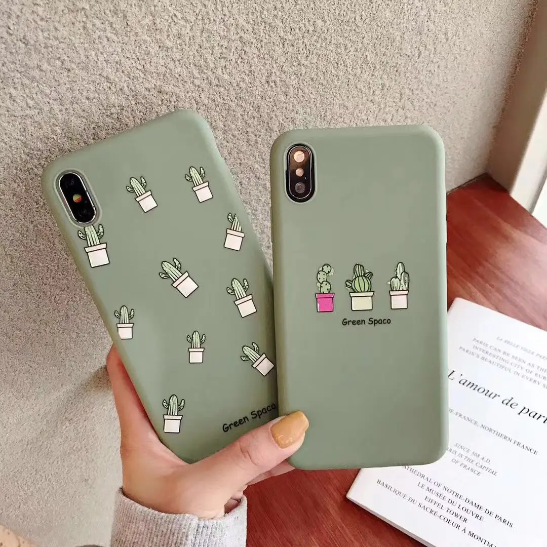 Летний свежий матовый чехол для телефона в форме кактуса iphone xs max xr
