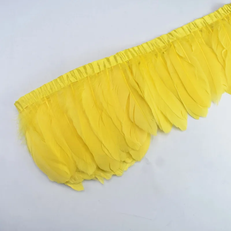 Yellow Натуральное окрашенные утка украшение из гусиных перьев Настоящее гусиное перо ленты с бахромой 15-20см6-" платье декоративная одежда украшение плащи - Цвет: Yellow
