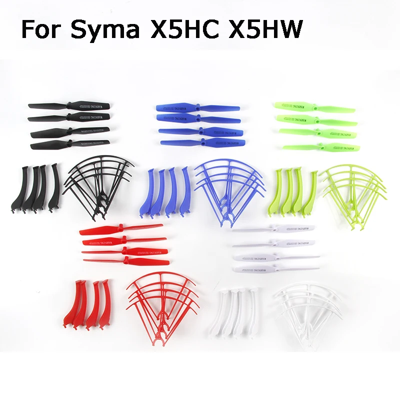 

5 Sets * Syma X5HC X5HW RC Quadcopter Spare Parts Blades Propeller+Protector Guard Cover Ring+Landing Skid Gear Assort color