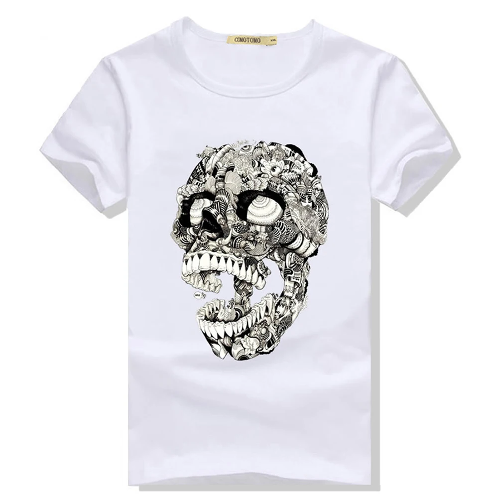 Мужская футболка с черепом коротким рукавом и краном лето 2018|men fashion t shirt|men shirtmens