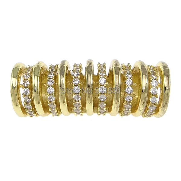 Бусины-Распорки серебристого цвета с микрозакрепкой из циркония кристалл волны