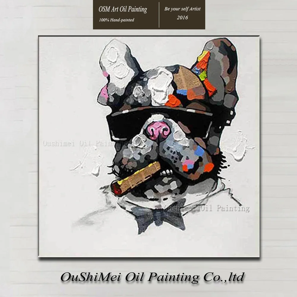 Профессиональный художник ручная работа современная картина курить бык собака