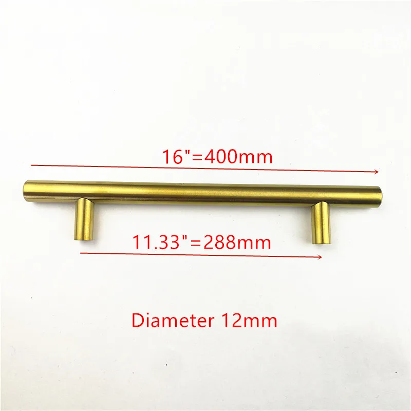 16inch hole288mm Диаметр 12 мм Нержавеющая сталь матовая золотая ручка дверца кухонного шкафа Т-образная ручка "~ 24" - Цвет: 16inch hole288mm