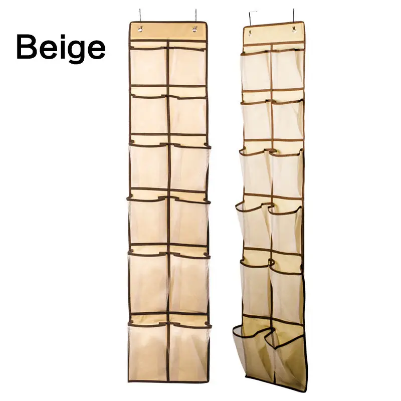 Beige Нетканые подвесные органайзеры тканевые сумки для хранения обуви прозрачный органайзер для обуви дверной настенный обувной компактный держатель сумка - Цвет: Beige