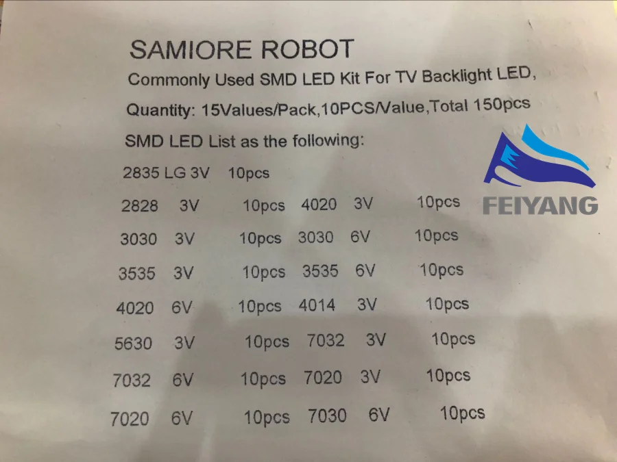 150 шт./лот 1 Вт SMD светодиодный комплект 3 в/6 в 2835/3030/2828/3535/5630/7020/7030/4020/4014/7032 холодный белый для ТВ с подсветкой