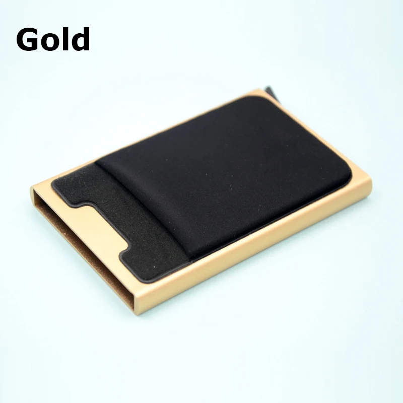 Gold BONAMIE RFID Wemen алюминиевый кошелек с задним карманом автоматический всплывающий чехол для карт держатель для кредитных карт маленький тонкий кошелек - Цвет: Gold