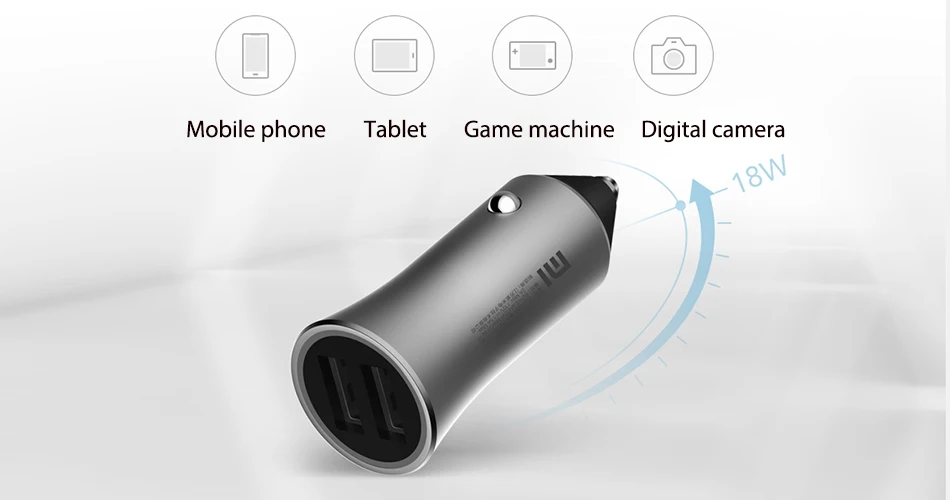 Оригинальное Xiaomi mi автомобильное зарядное устройство 18 Вт двойной USB 5 В/2,4 A быстрая зарядка полностью металлический совместимый для mi 9 9CC Note 7 Pro iPhone XS Max S10