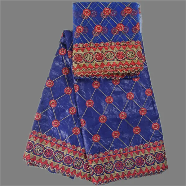 Amazing wedding dress material set African embroidery bazin riche lace fabric matching 2yards of French net NBN22 | Дом и сад