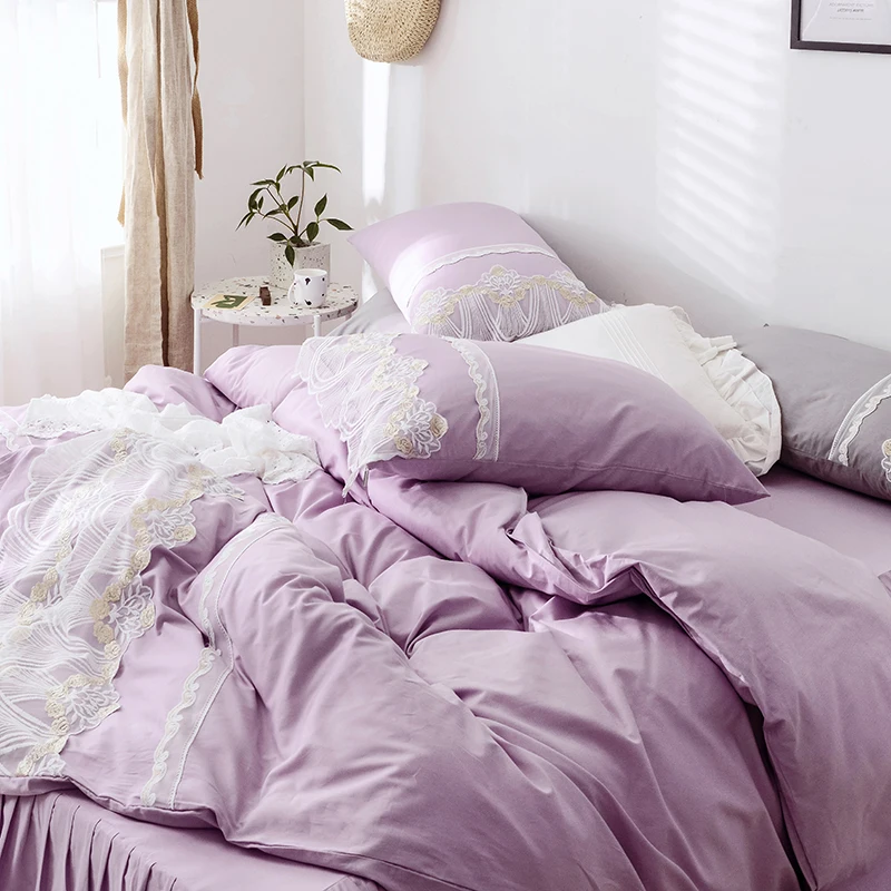 Корейский стиль кружева 3/4 шт Чистый хлопок постельное белье пододеяльник