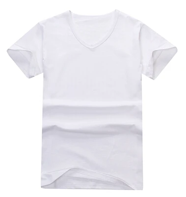 Футболка мужская с V образным вырезом топ из чистого хлопка коротким рукавом