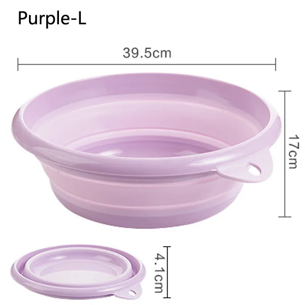 Purple-L Портативный складной пластиковый ковш овощная миска для фруктов инструмент для мойки автомобилей туризма на открытом воздухе Рыбалка ведро кемпинг кухня чистящий инструмент - Цвет: Purple-L