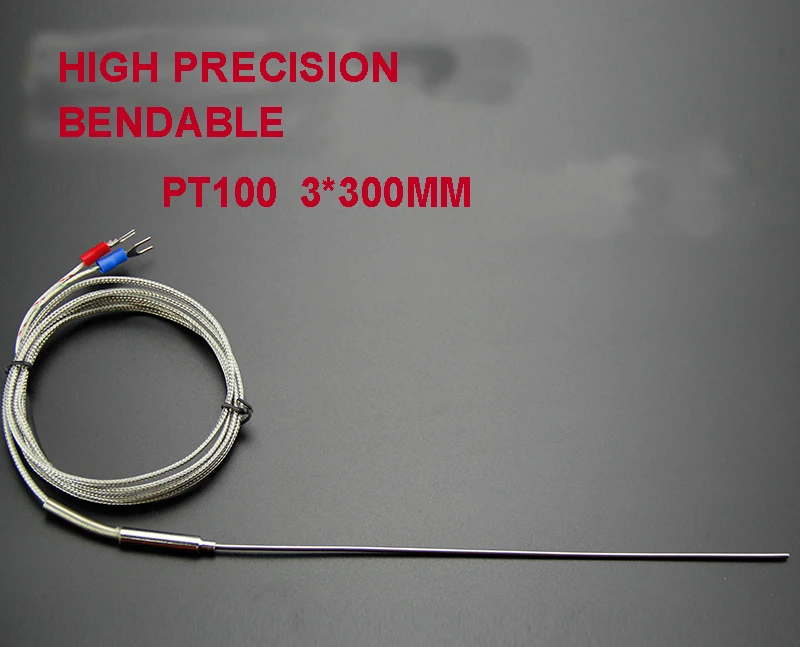 Free shipping Class A pt100 sensor stainless steel probe 3*300mm temperature Bendable cable length 1.5M | Электронные компоненты