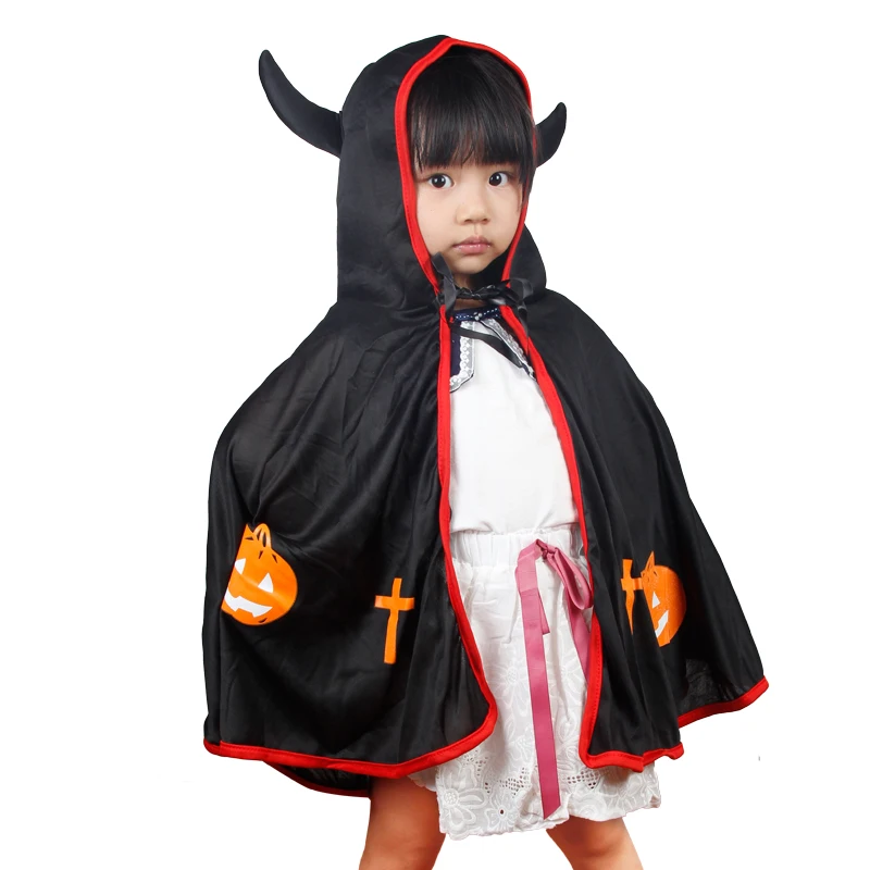 Костюм маленького дьявола с рогами накидка для детей Детский костюм на Хэллоуин