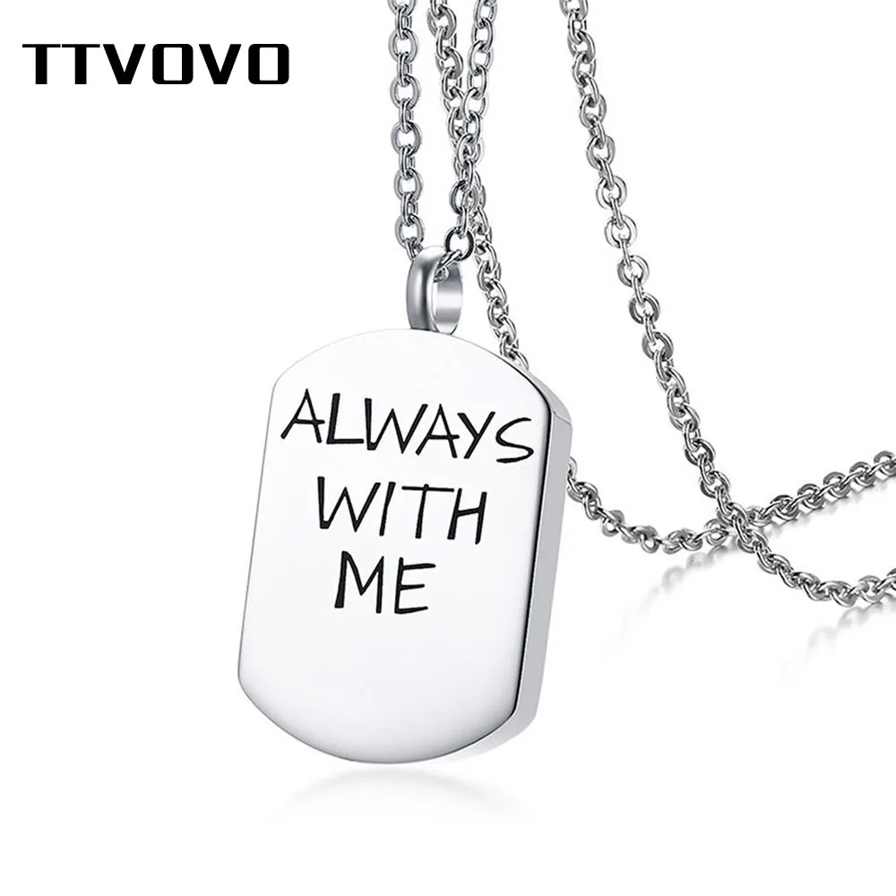 

TTVOVO Urn Necklaces for Ashes "ALWAYS WITH ME" Dog Tag Stainless Steel Cremation Jewelry Memorial Keepsake Pendant Necklace