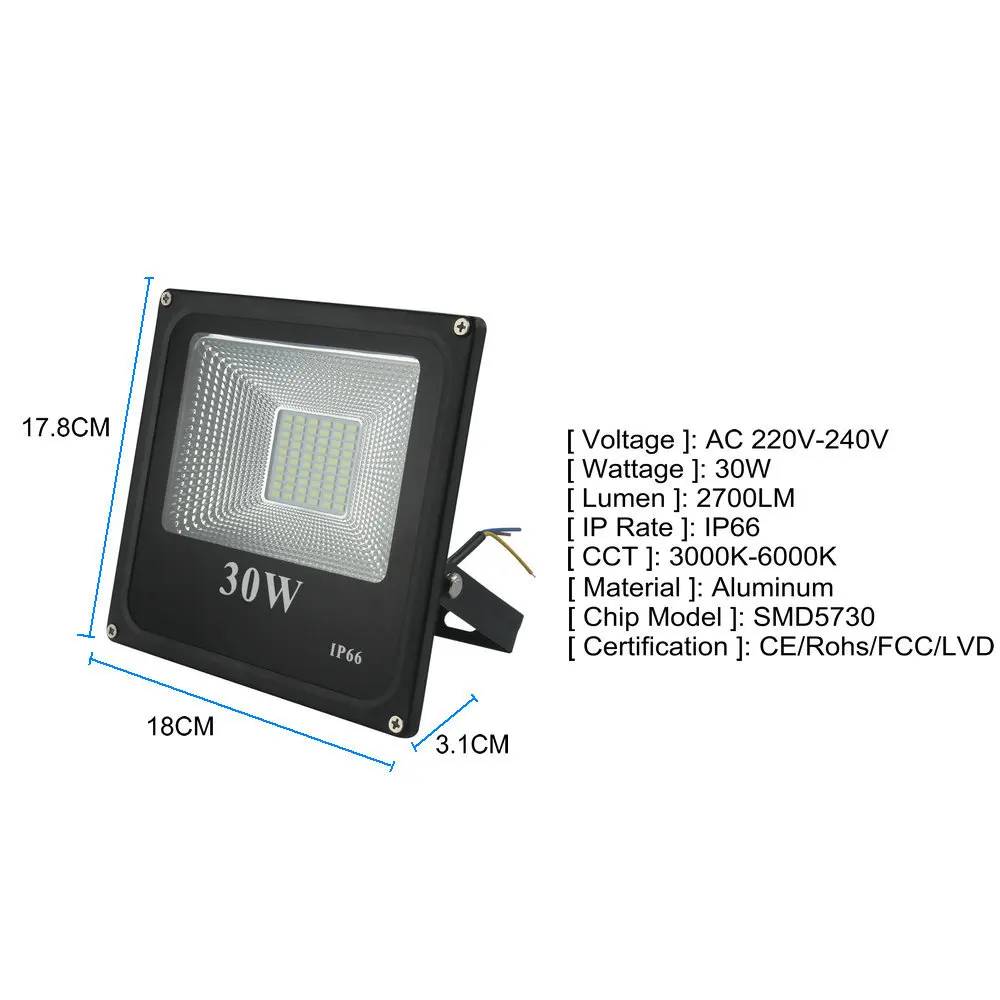 BUYBAY 50w 100w Светодиодный прожектор светильник 220V 240V 30 Вт 200 Вт напольный светильник ing проектор лампа с отражателем светодиодный 50 Вт внешний точечный светодиодный exterieur
