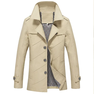 light khaki Верхняя одежда, длинная куртка для мужчин, Jaquetas Couro Hommes, куртки, длинное пальто для мужчин, Erkek mon, тонкая ветровка, пальто для мужчин, s Тренч, пальто для мужчин - Цвет: light khaki