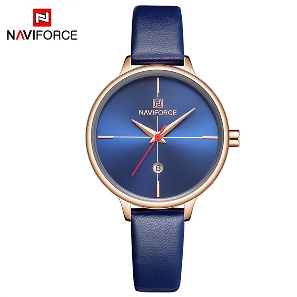 Blue NAVIFORCE женские часы Топ бренд класса люкс водонепроницаемые женские часы кожаный ремешок браслет женские часы Новые Relogio Feminino - Цвет: Blue