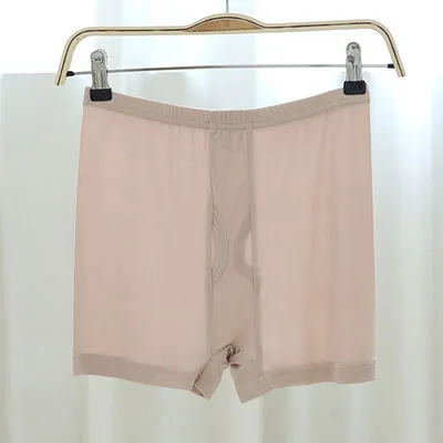 Beige LVFAN Трикотажные натуральный шелк удобные мужские плоские Угловые нижнее белье удобные дышащие однотонные спортивные тонкие брюки - Цвет: Beige